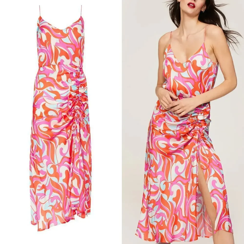 DELFI Collective Rory Dress Psychedelic Print Sleeveless Cocktail Slip Midi M